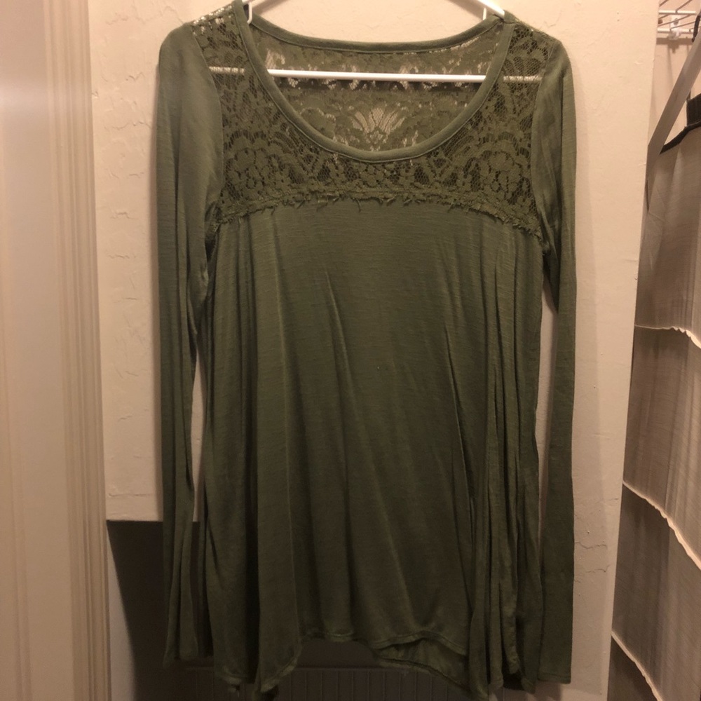 Olive Green Lace Long Sleeve